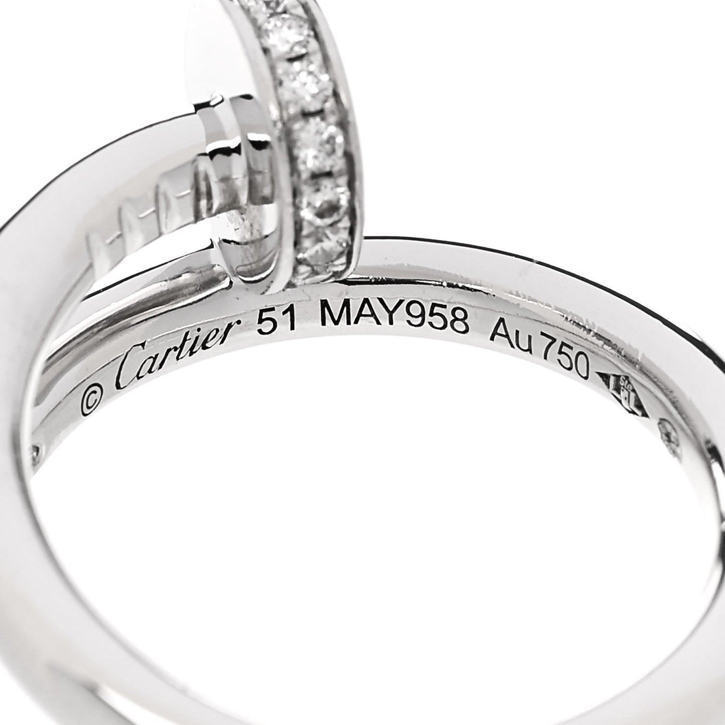 18K White Gold Diamond Juste Un Clou Ring 51 5.75