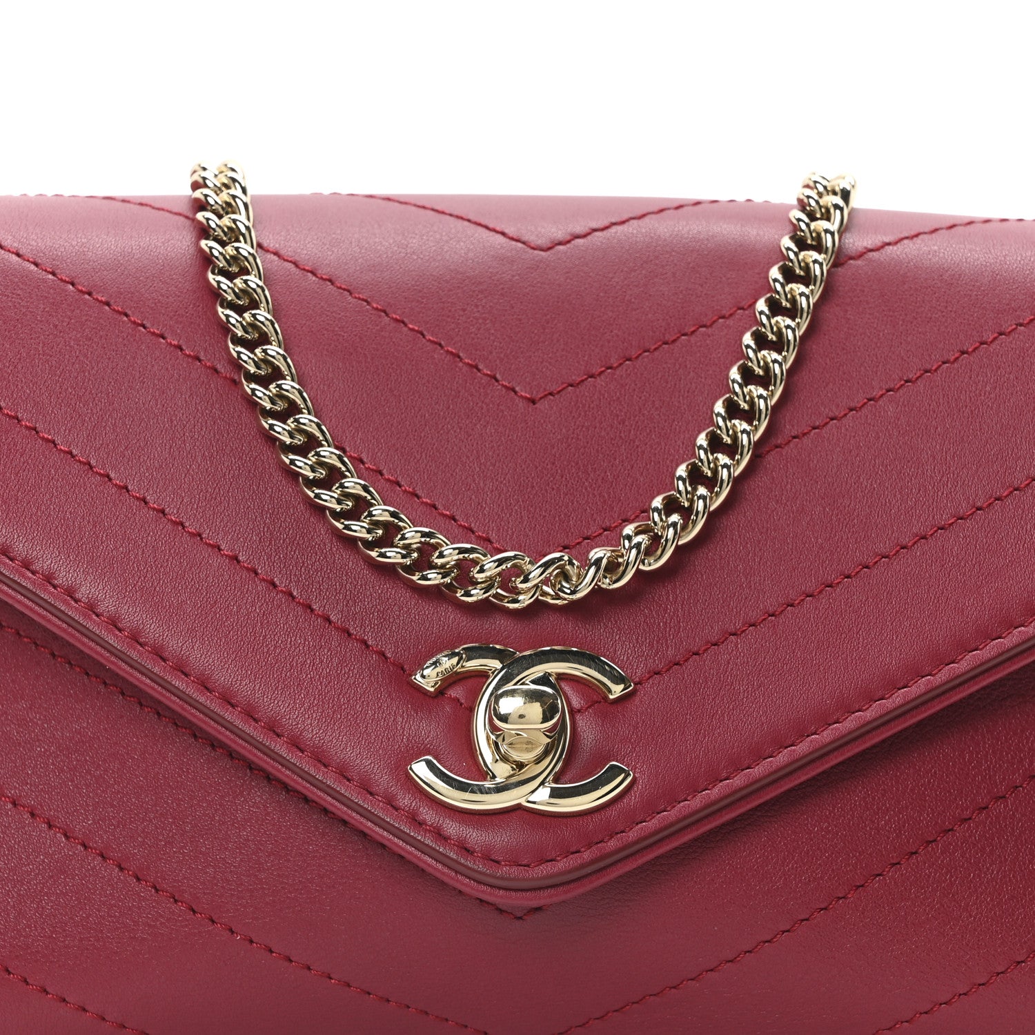 Chanel Calfskin Chevron Stitched Coco Waist Bag Red 8 of 10