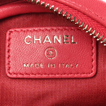 Chanel Lambskin Quilted Studded Round Clutch With Chain Dark Pink 6 of 10