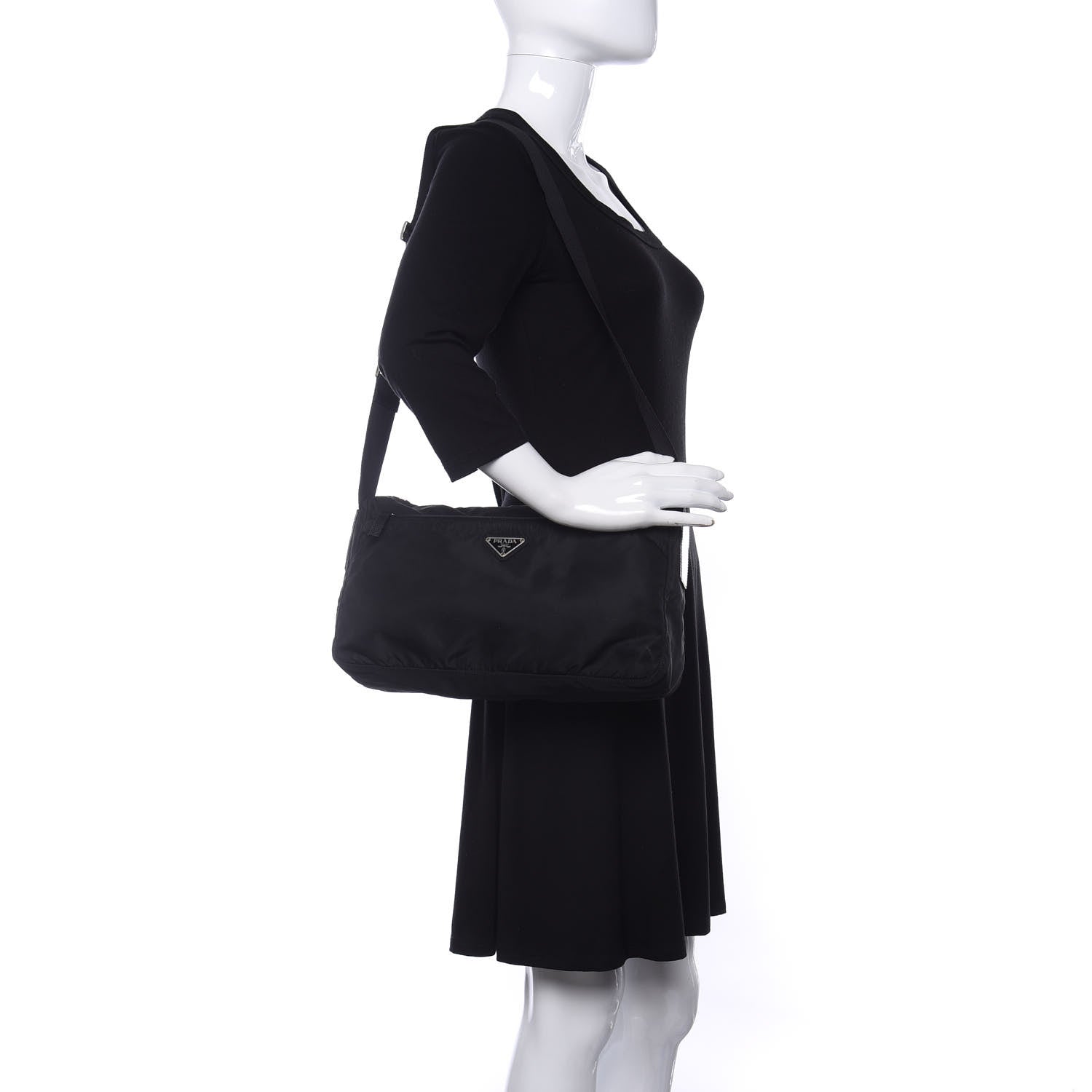 Prada Tessuto Nylon Messenger Bag Black 2 of 12