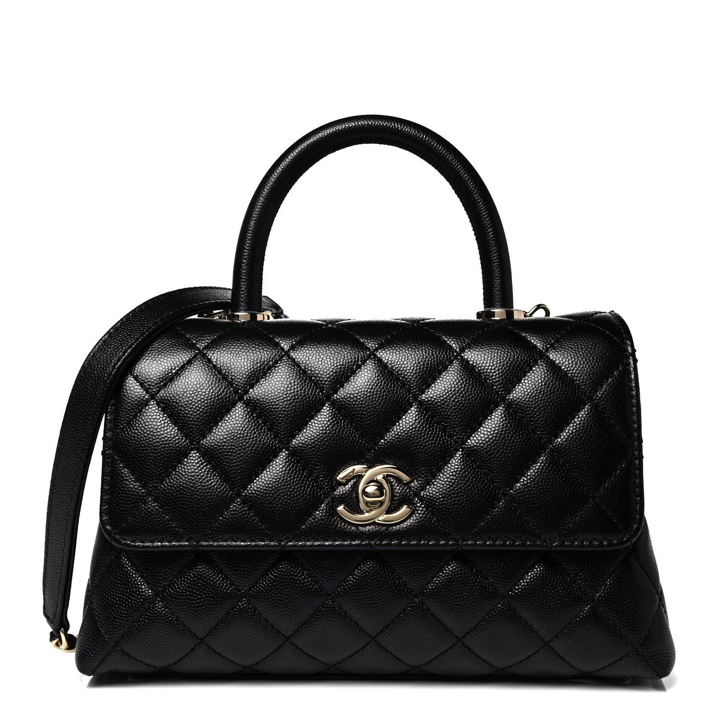 Caviar Quilted Mini Coco Handle Flap Black