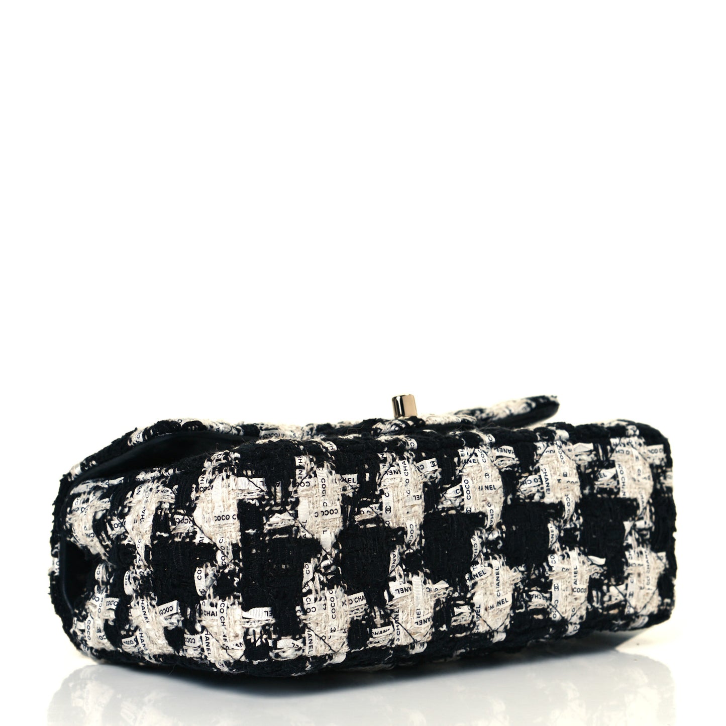 Tweed Quilted Mini Rectangular Flap Black Ecru White