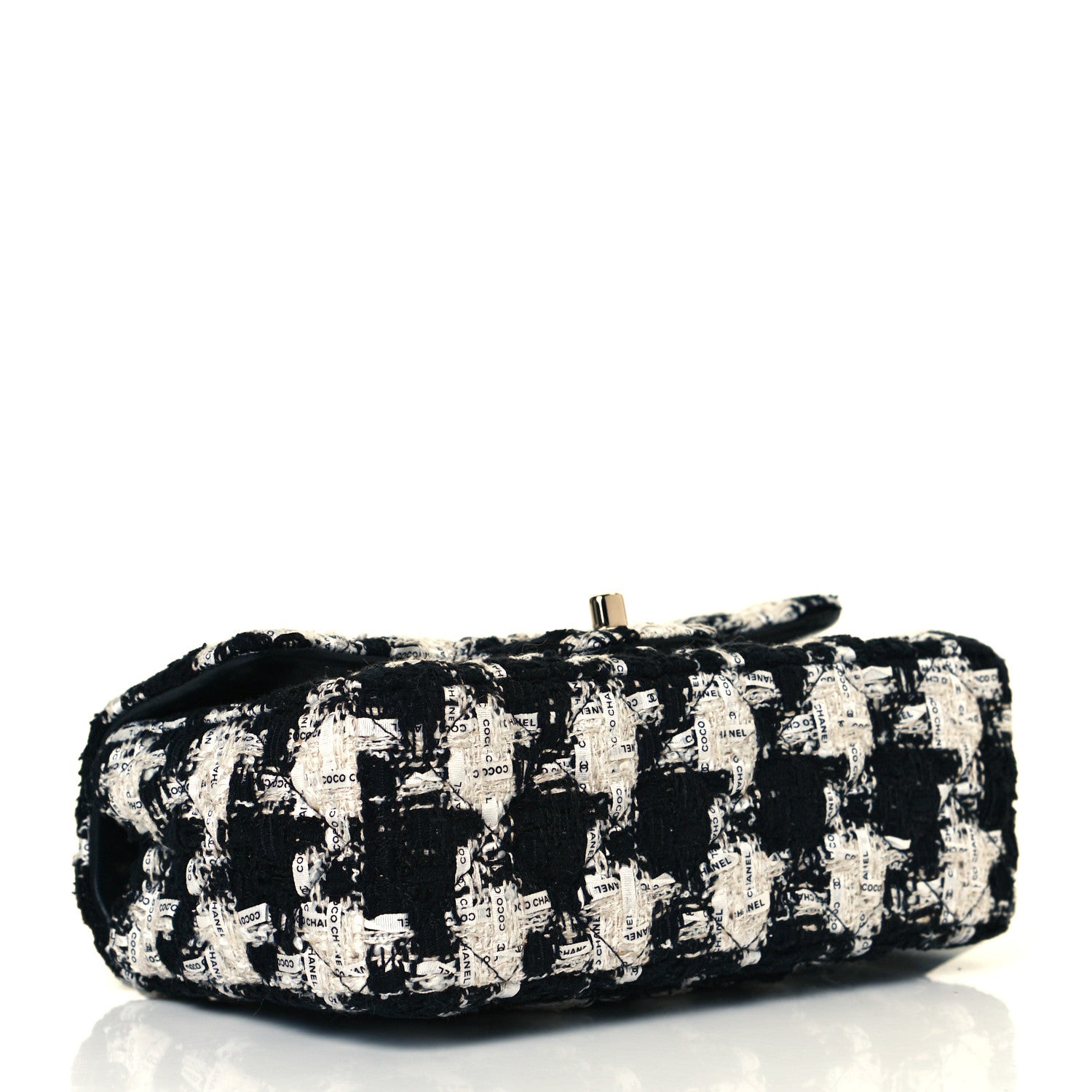 Chanel Tweed Quilted Mini Rectangular Flap Black Ecru White 4 of 12