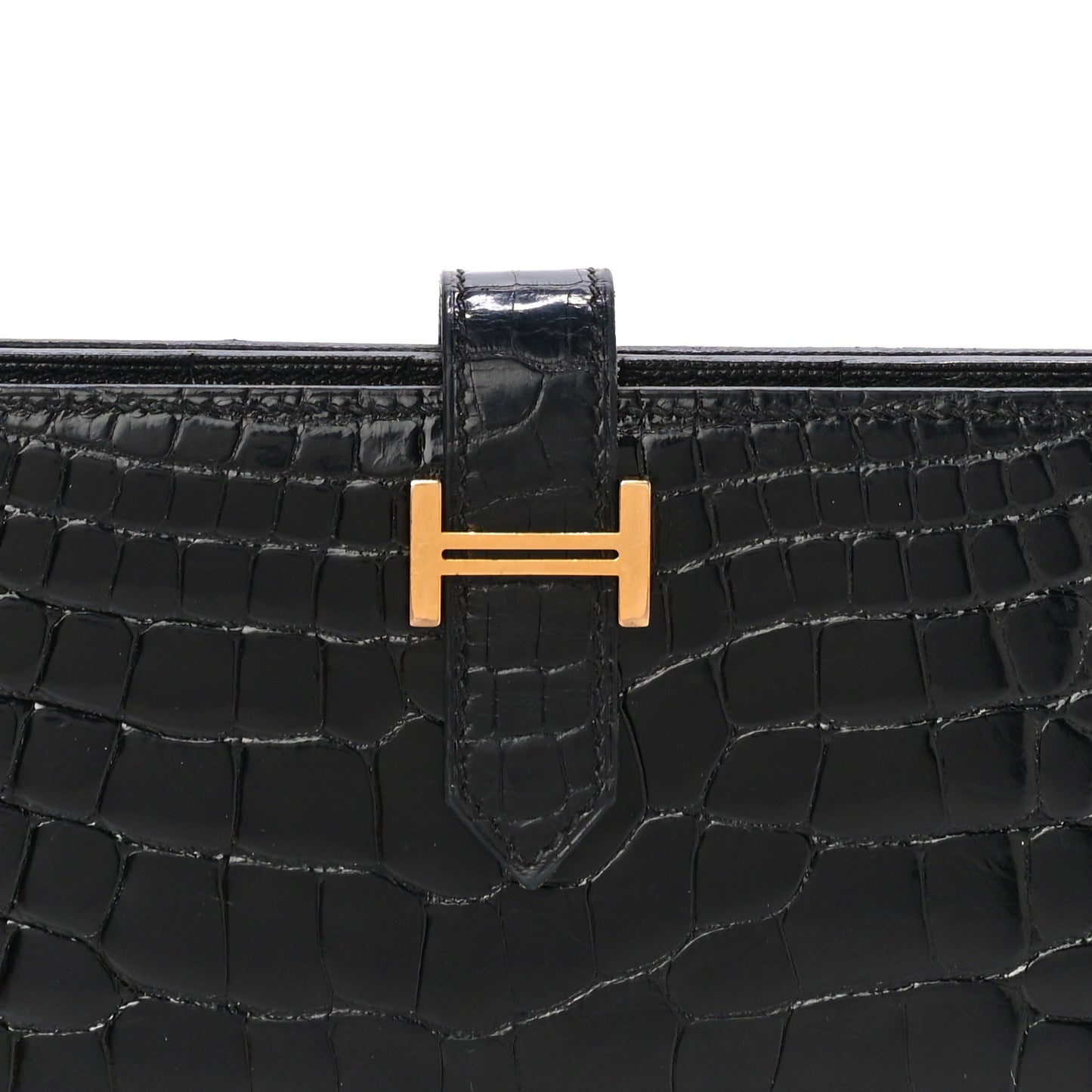 Shiny Alligator Bearn Wallet Black
