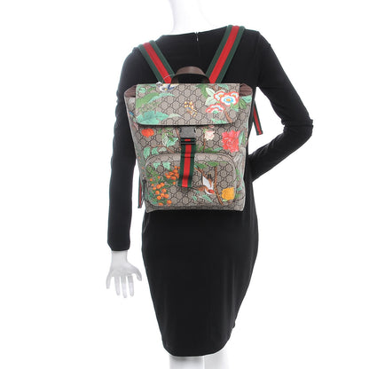 Gucci GG Supreme Monogram Tian Web Single Buckle Backpack Beige Multicolor New Acero 2 of 7