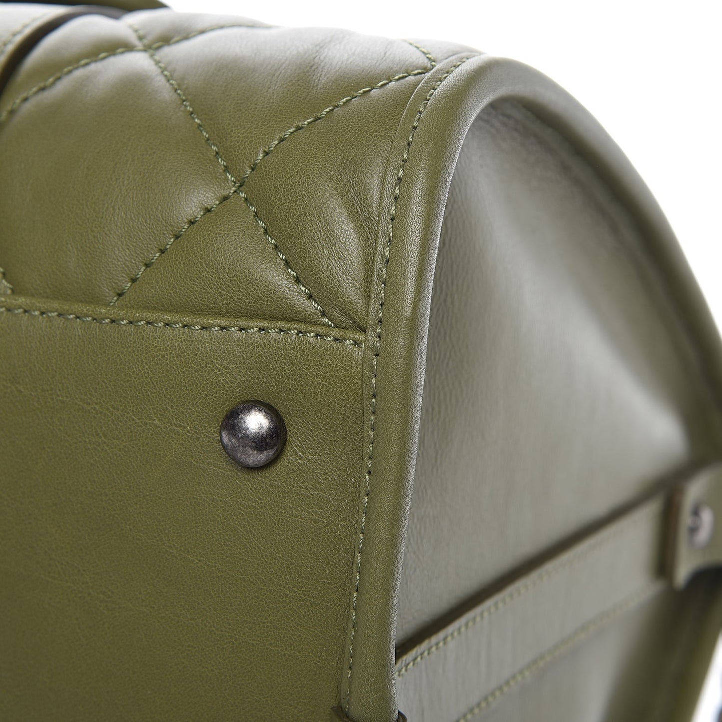 Calfskin Quilted Small Casual Riviera Bowling Bag Green