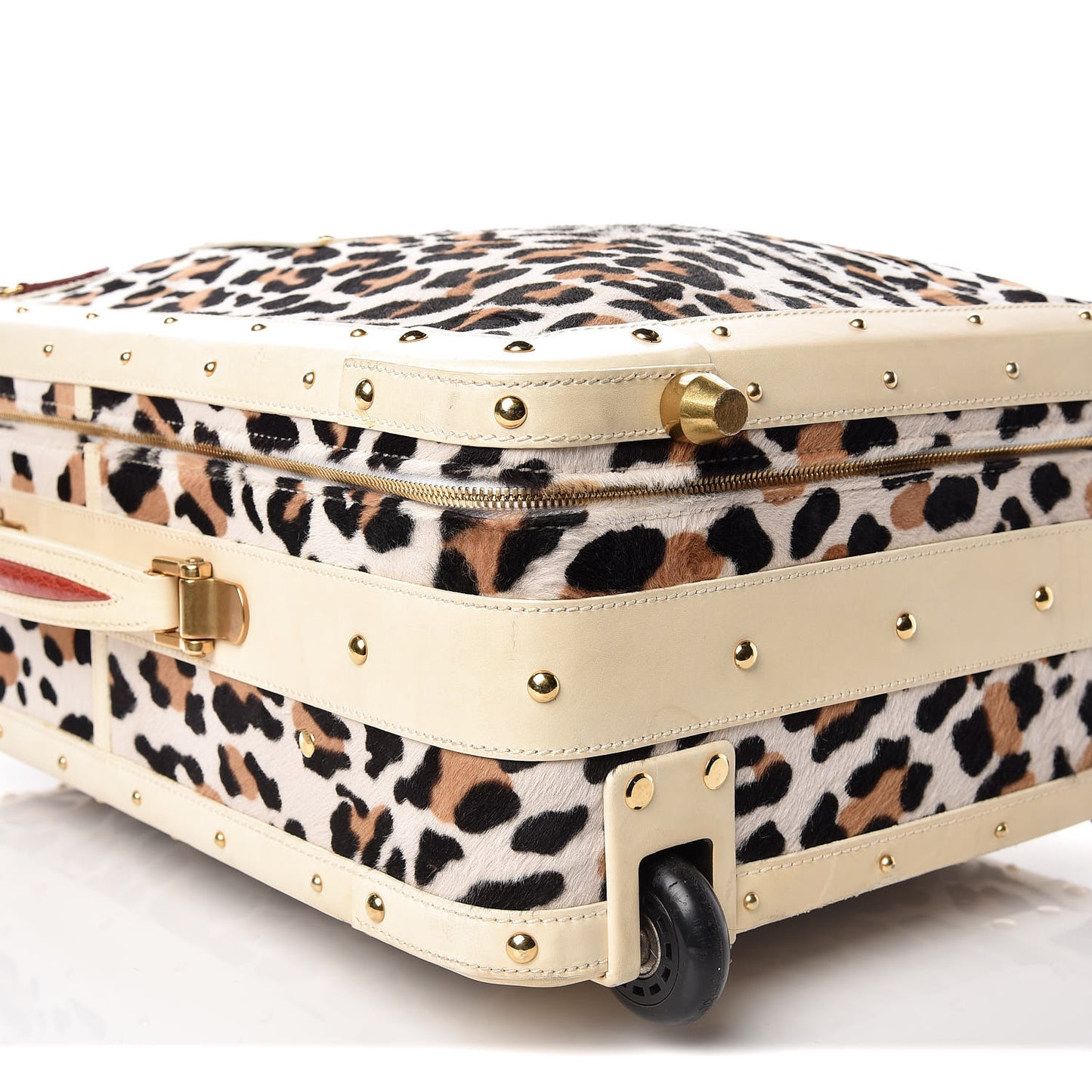 Calf Hair Leopard Print Rolling Luggage