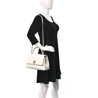 Chanel Caviar Quilted Small Chain Coco Handle Flap White 2 of 9