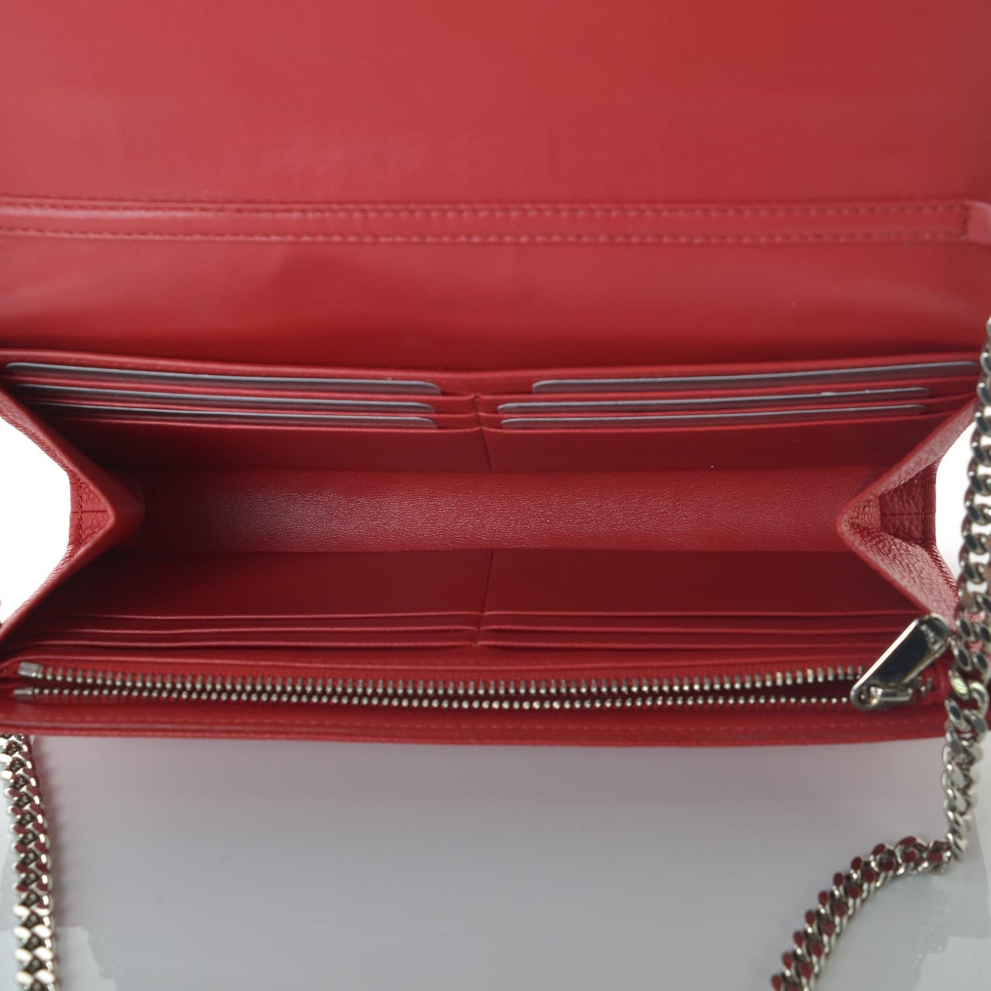 Grained Calfskin Diorama Croisiere Chain Wallet Rouge Vif
