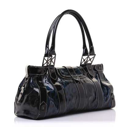 Christian Louboutin Patent Leopard Ironica Tote Blue 3 of 22