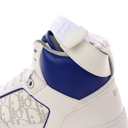 Christian Dior Smooth Calfskin Oblique Galaxy Perforated Mens B27 Mid Top Sneakers 44 White Blue 10 of 11