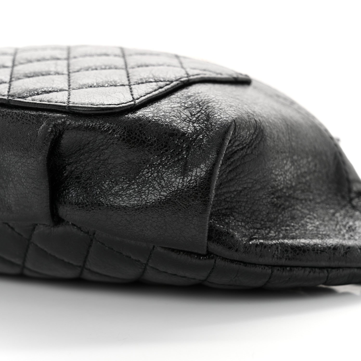 Chanel Crumpled Glazed Lambskin Quilted Waist Bag Fanny Pack Black 10 of 11