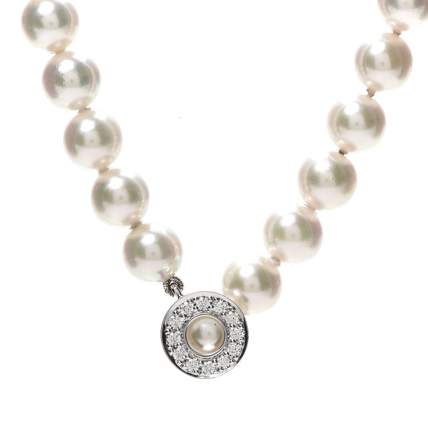 Mikimoto 18K White Gold Diamond Akoya Pearl 7-7.5mm Lariat Strand Necklace 4 of 6