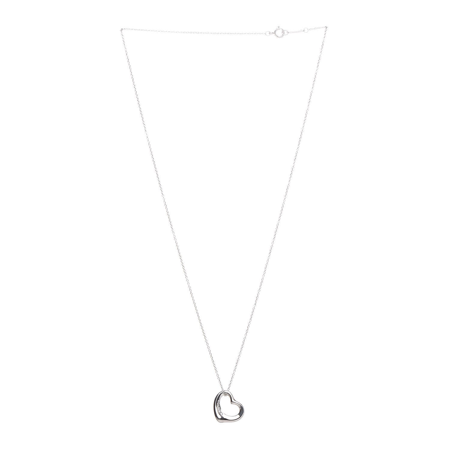 Tiffany Platinum Diamond Elsa Peretti Open Heart Pendant Necklace 3 of 7