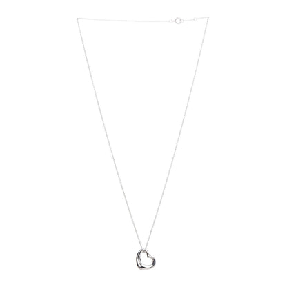 Tiffany Platinum Diamond Elsa Peretti Open Heart Pendant Necklace 3 of 7