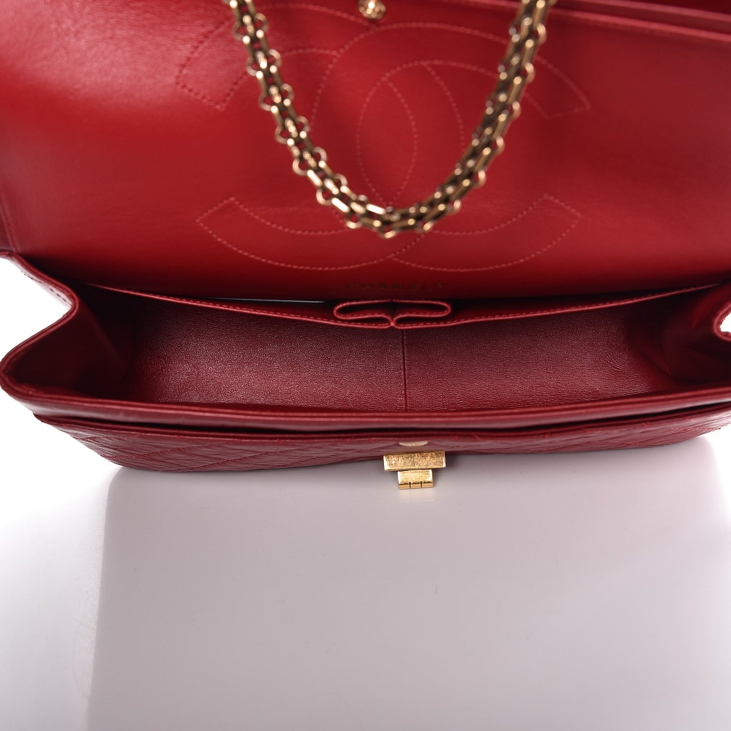 Aged Calfskin Quilted 2.55 Reissue 227 Flap Red