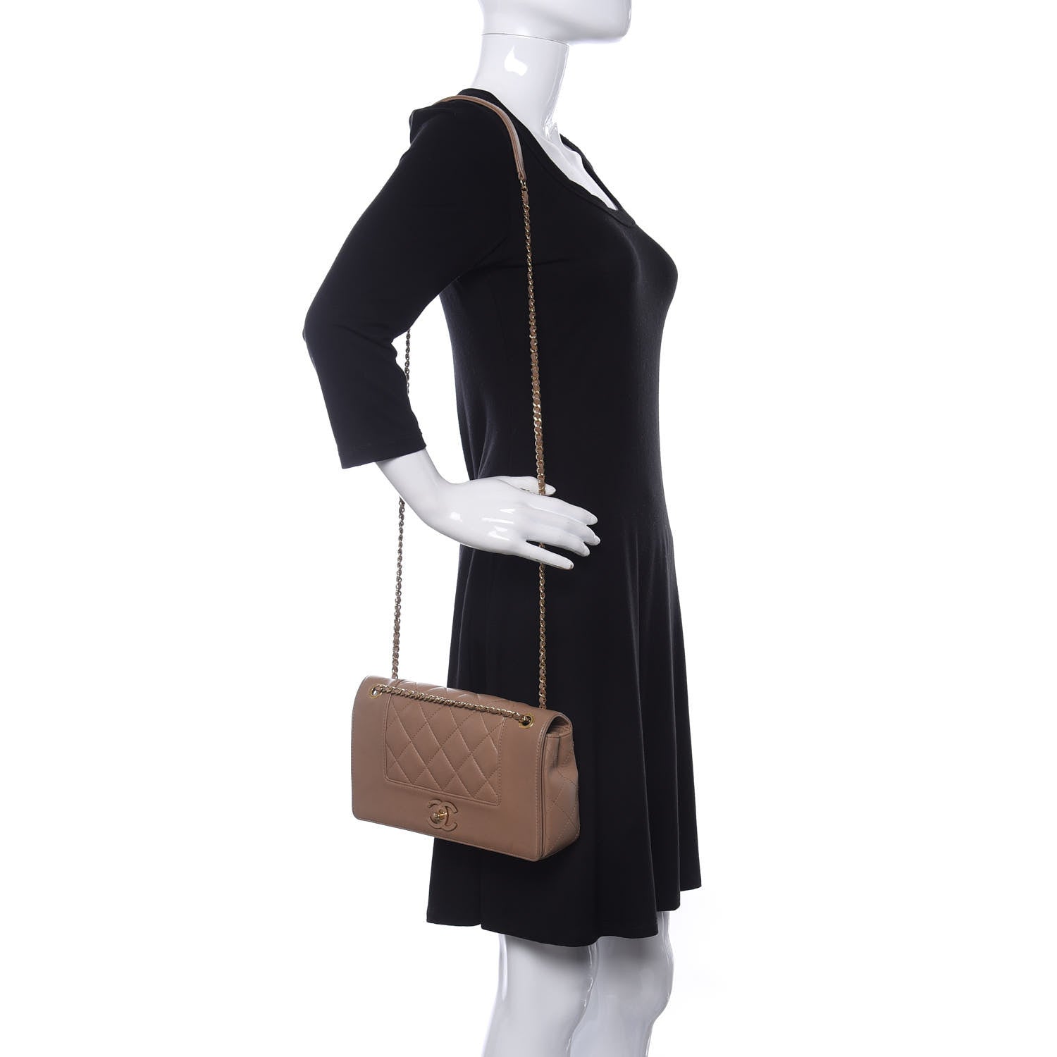 Chanel Sheepskin Quilted Vintage Mademoiselle Flap Beige 2 of 10