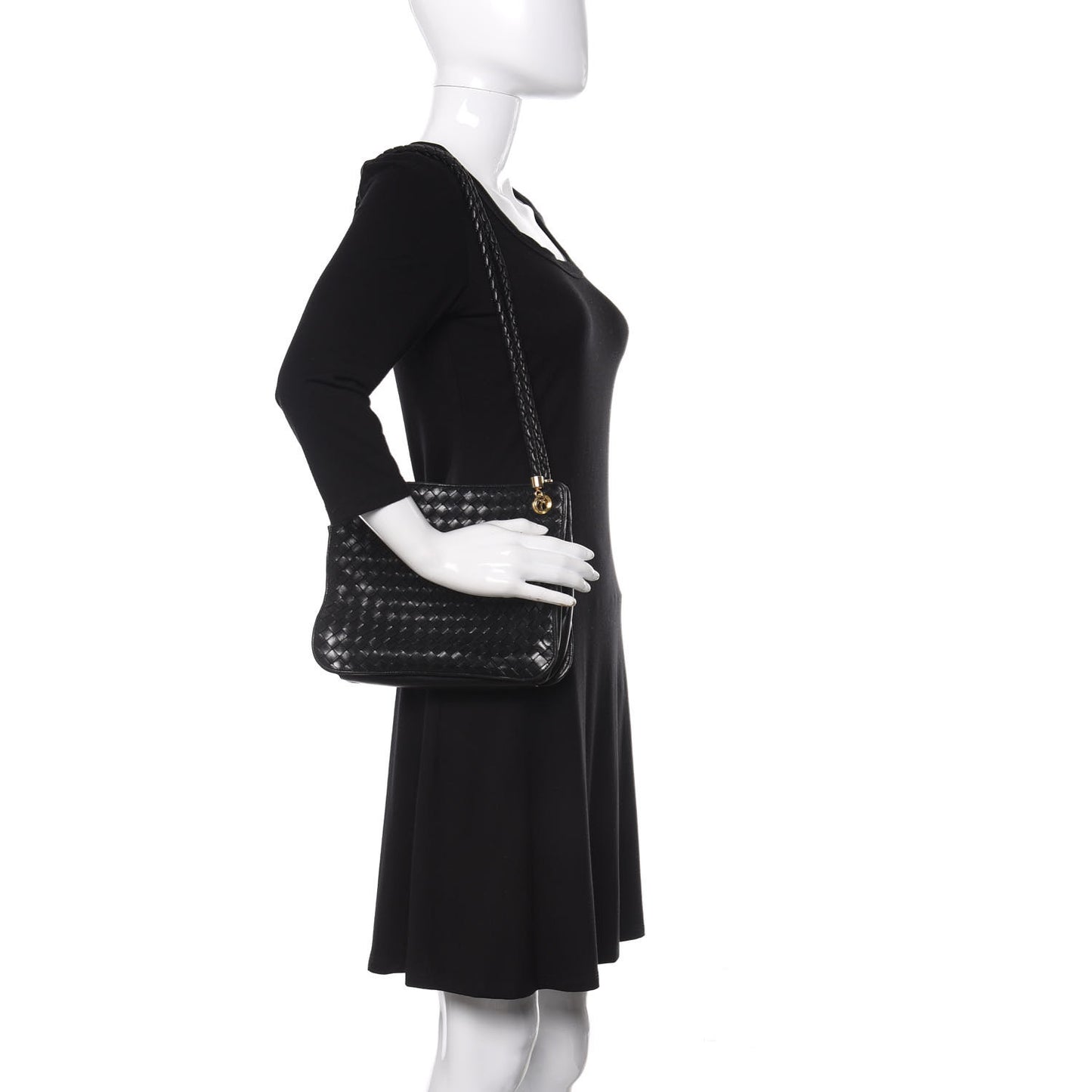 Nappa Intrecciato Shoulder Bag Black