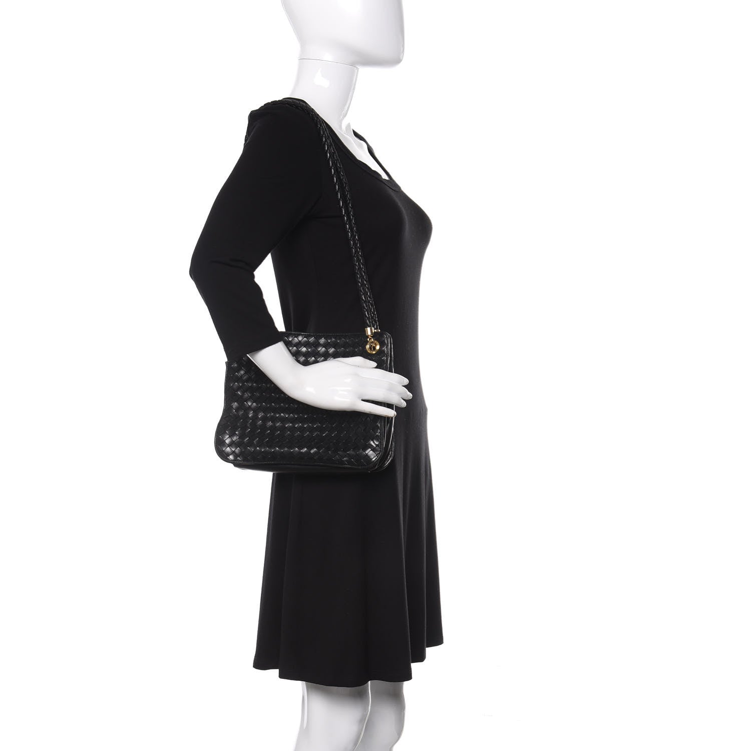 Bottega Veneta Nappa Intrecciato Shoulder Bag Black 2 of 11