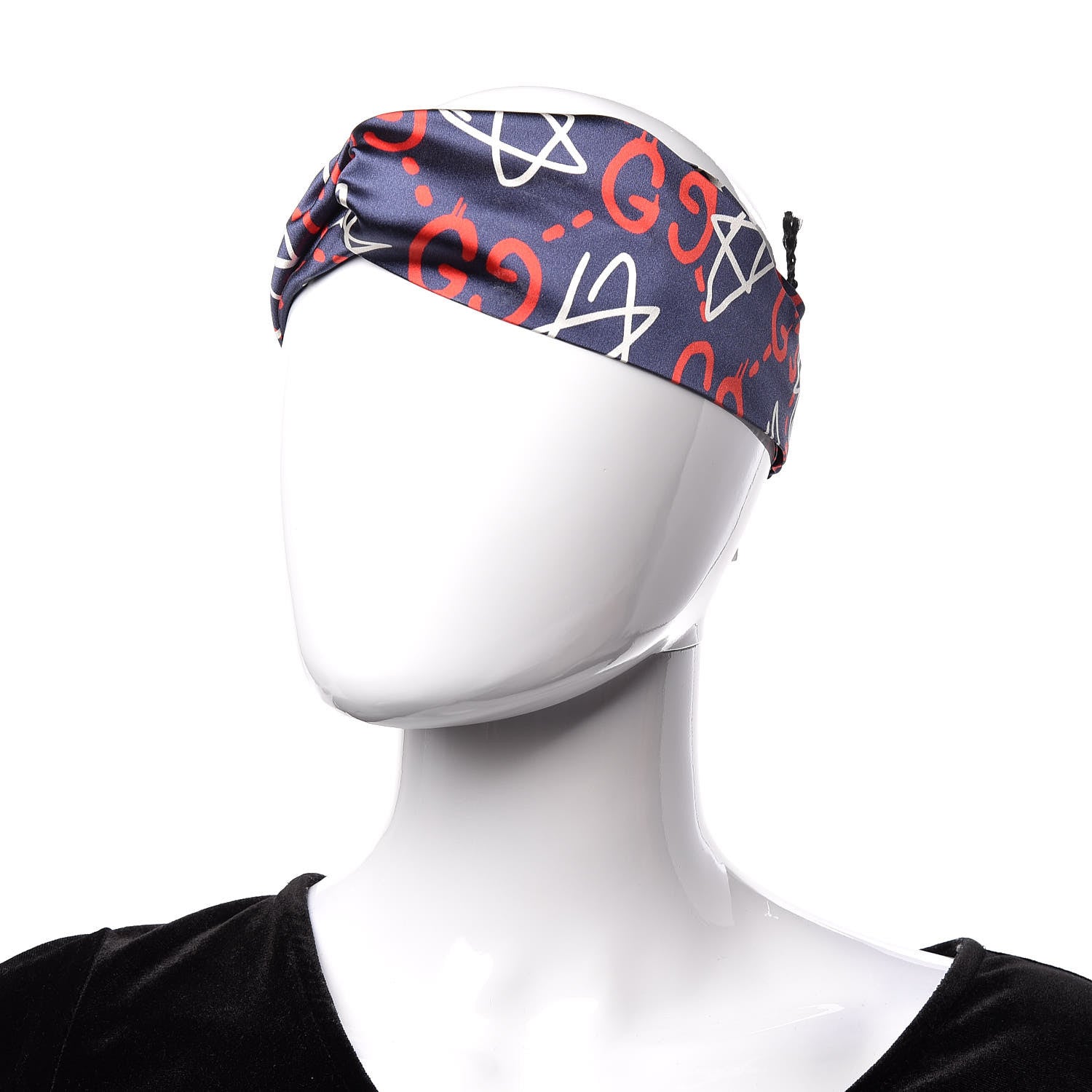 Gucci Silk GucciGhost Stars Print Duchesse Headband Sapphire Red 2 of 5