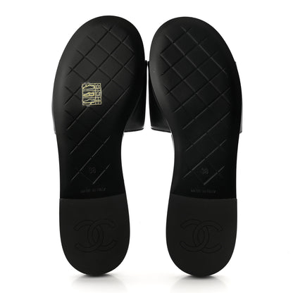Chanel Lambskin Quilted Turnlock Flat Mules 38 Black 5 of 10