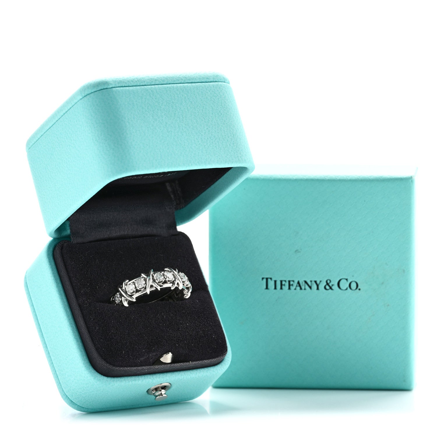 Tiffany Platinum Diamond Schlumberger Sixteen Stone Ring 51 5.75 6 of 6