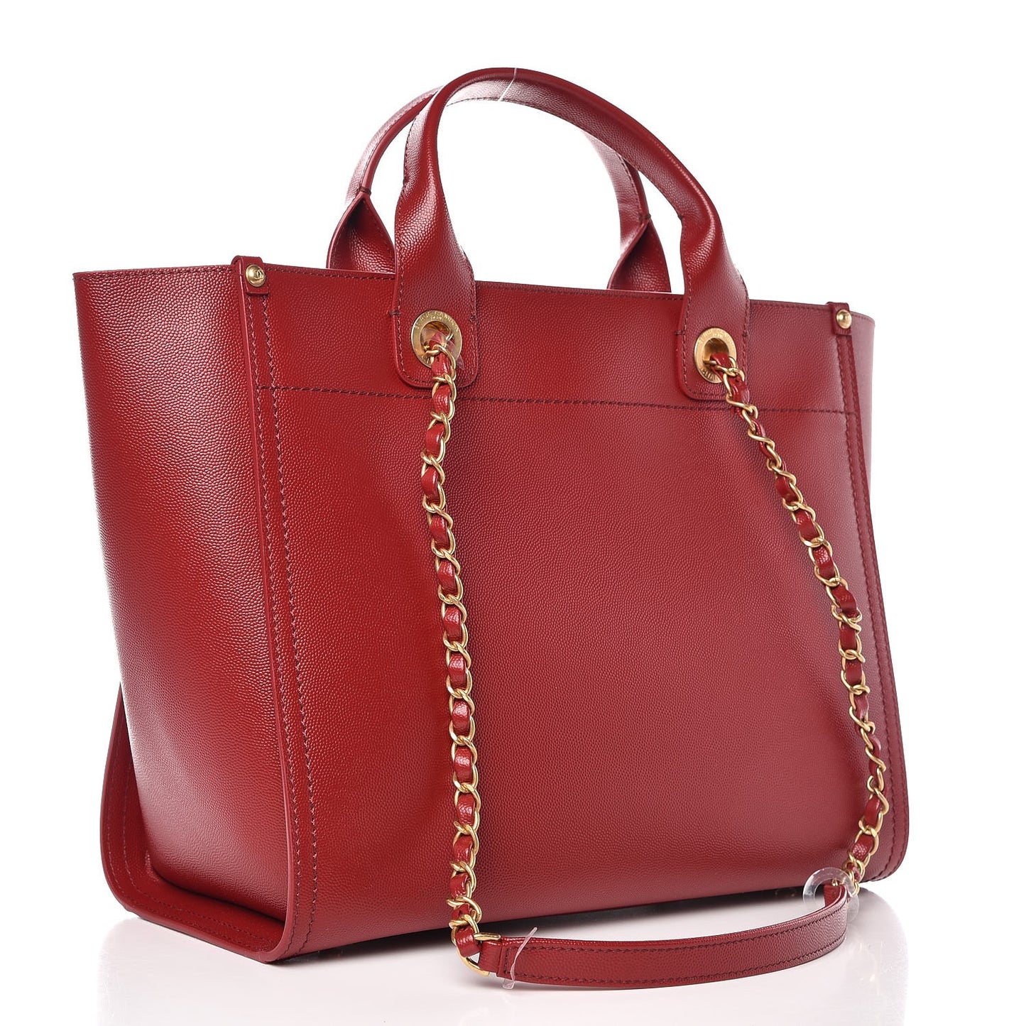 Caviar Small Studded Deauville Tote Burgundy