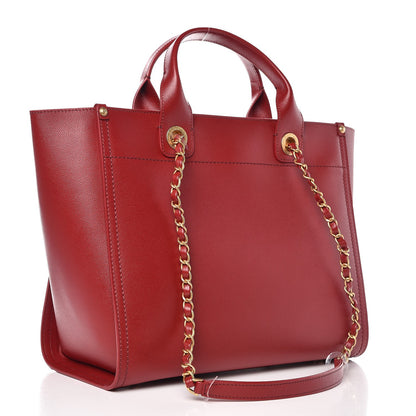 Chanel Caviar Small Studded Deauville Tote Burgundy 4 of 8