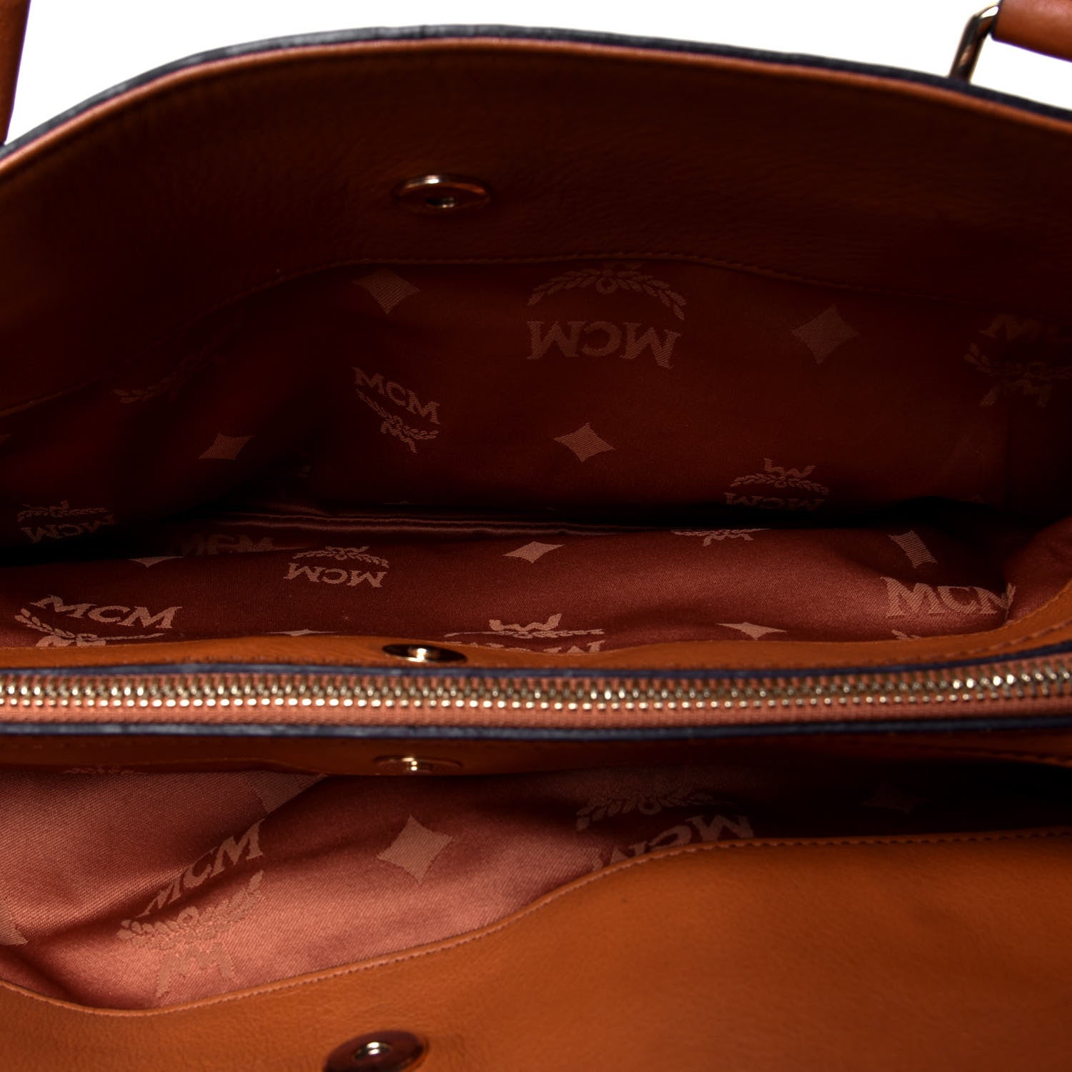 MCM Visetos Shopping Tote Cognac 4 of 4