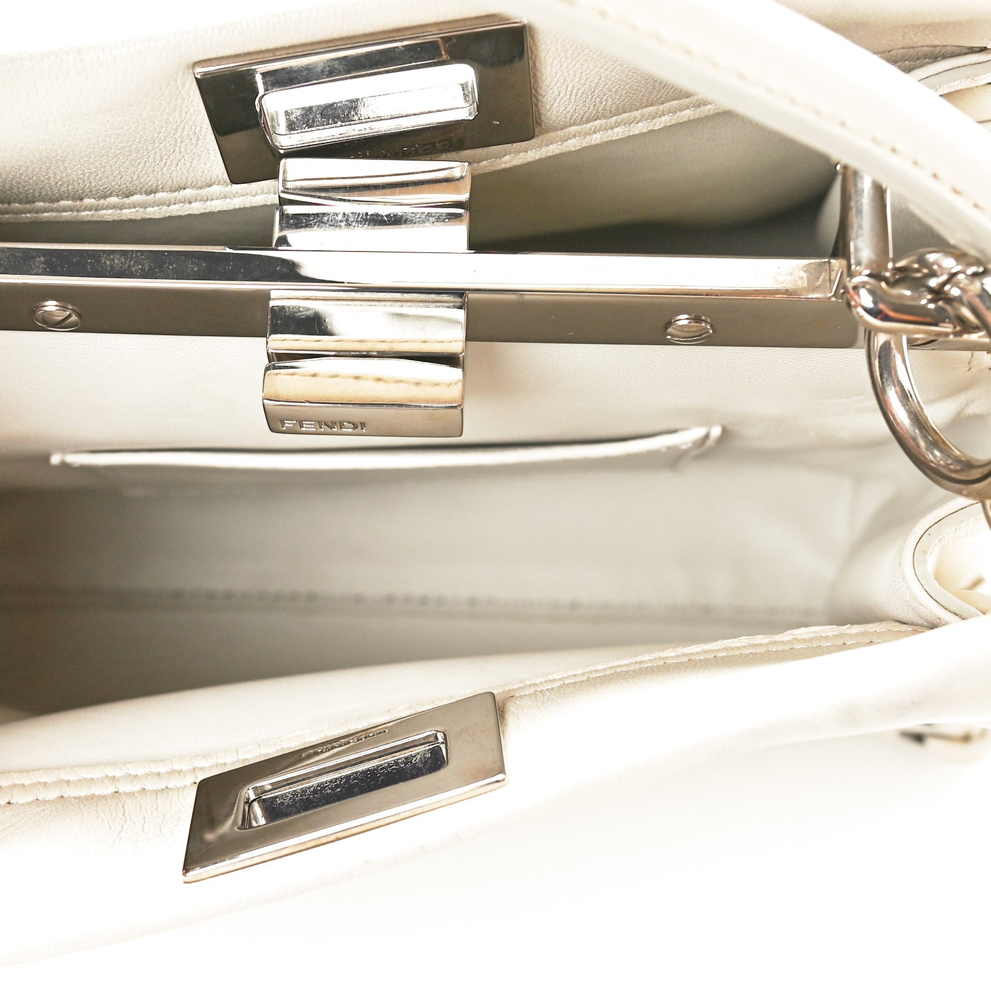 Nappa Lace Up Mini Peekaboo Iconic Satchel Bianco Carta