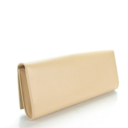 Saint Laurent Patent Grain de Poudre Lutetia Flap Clutch Beige 3 of 7