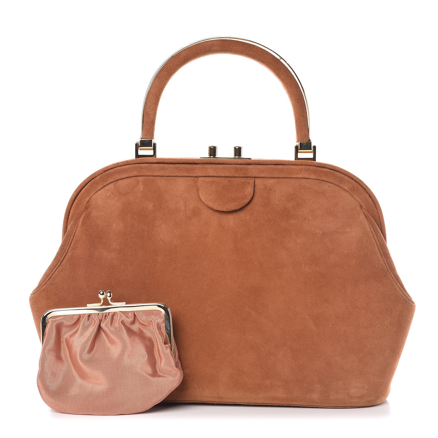 Judith Leiber Suede Frame Bag Tan 1 of 8