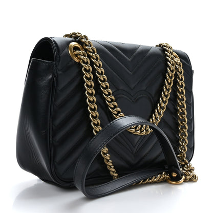 Gucci Calfskin Matelasse Small GG Marmont Shoulder Bag Black 3 of 9