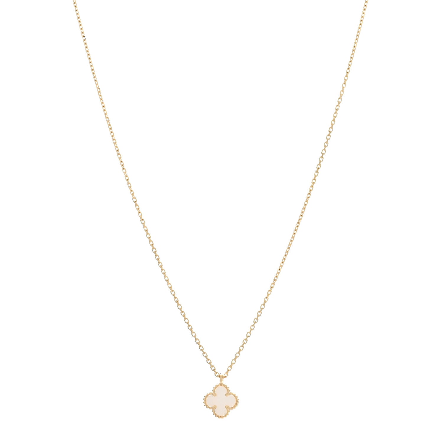 Van Cleef & Arpels 18K Yellow Gold Mother of Pearl Sweet Alhambra Pendant Necklace 1 of 5