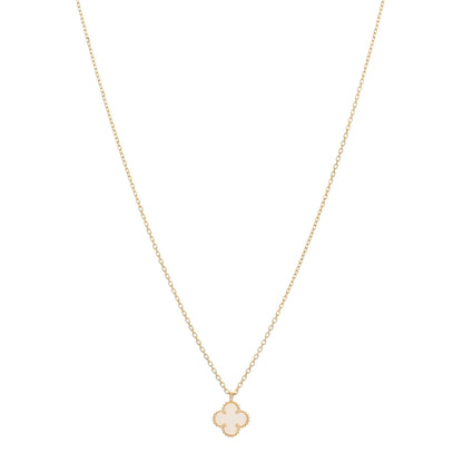 Van Cleef & Arpels 18K Yellow Gold Mother of Pearl Sweet Alhambra Pendant Necklace 1 of 5
