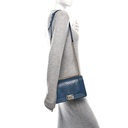Chanel Snakeskin Medium Boy Flap Blue 2 of 10