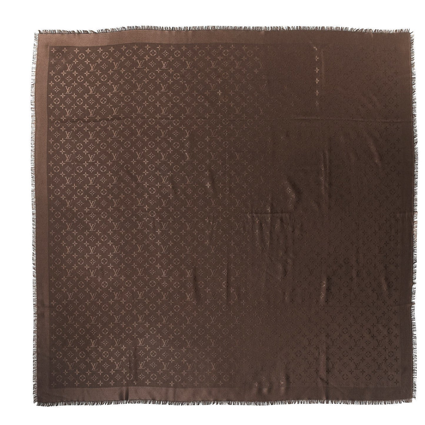 Silk Wool Monogram Shawl Brown