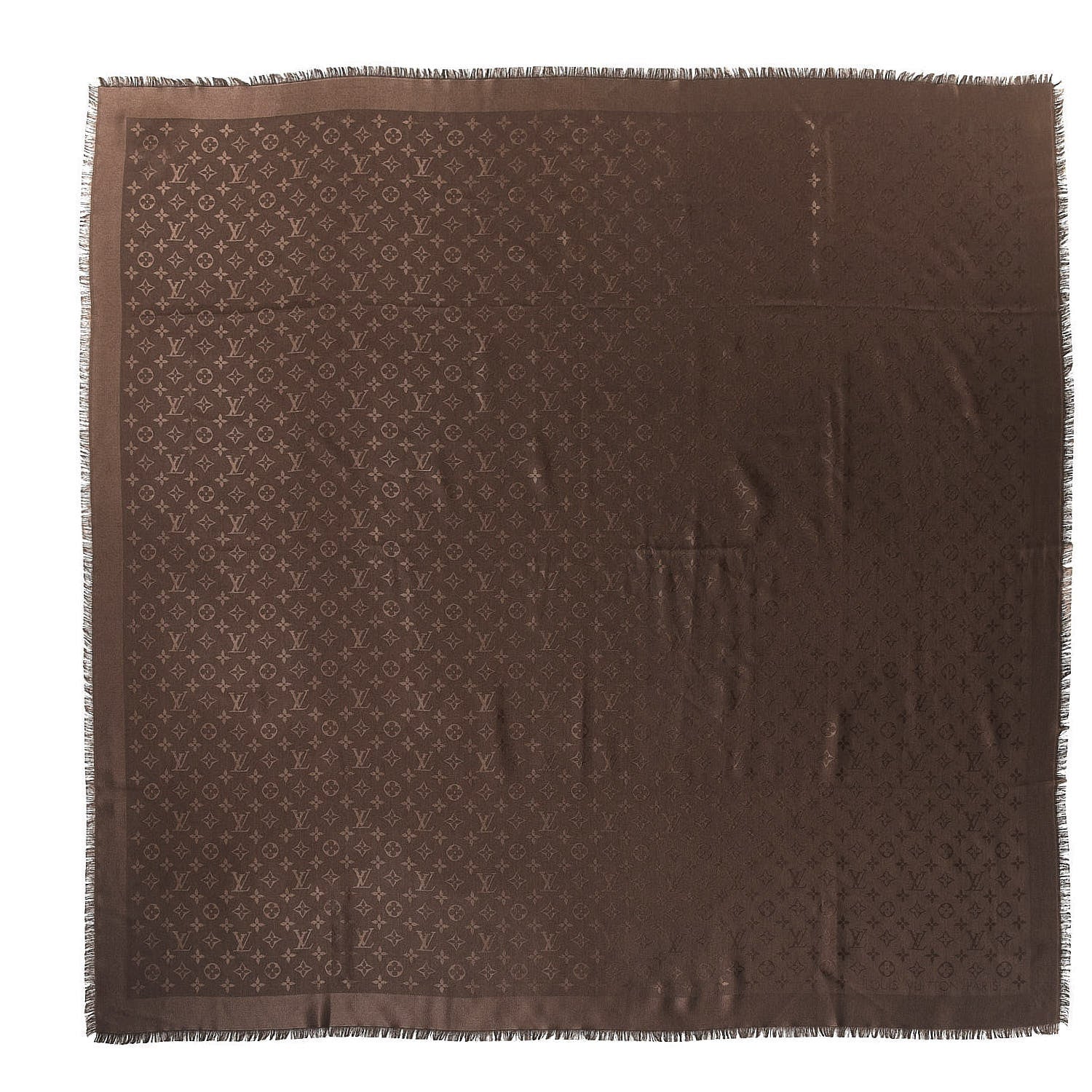 Louis Vuitton Silk Wool Monogram Shawl Brown 1 of 4