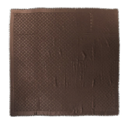Louis Vuitton Silk Wool Monogram Shawl Brown 1 of 4