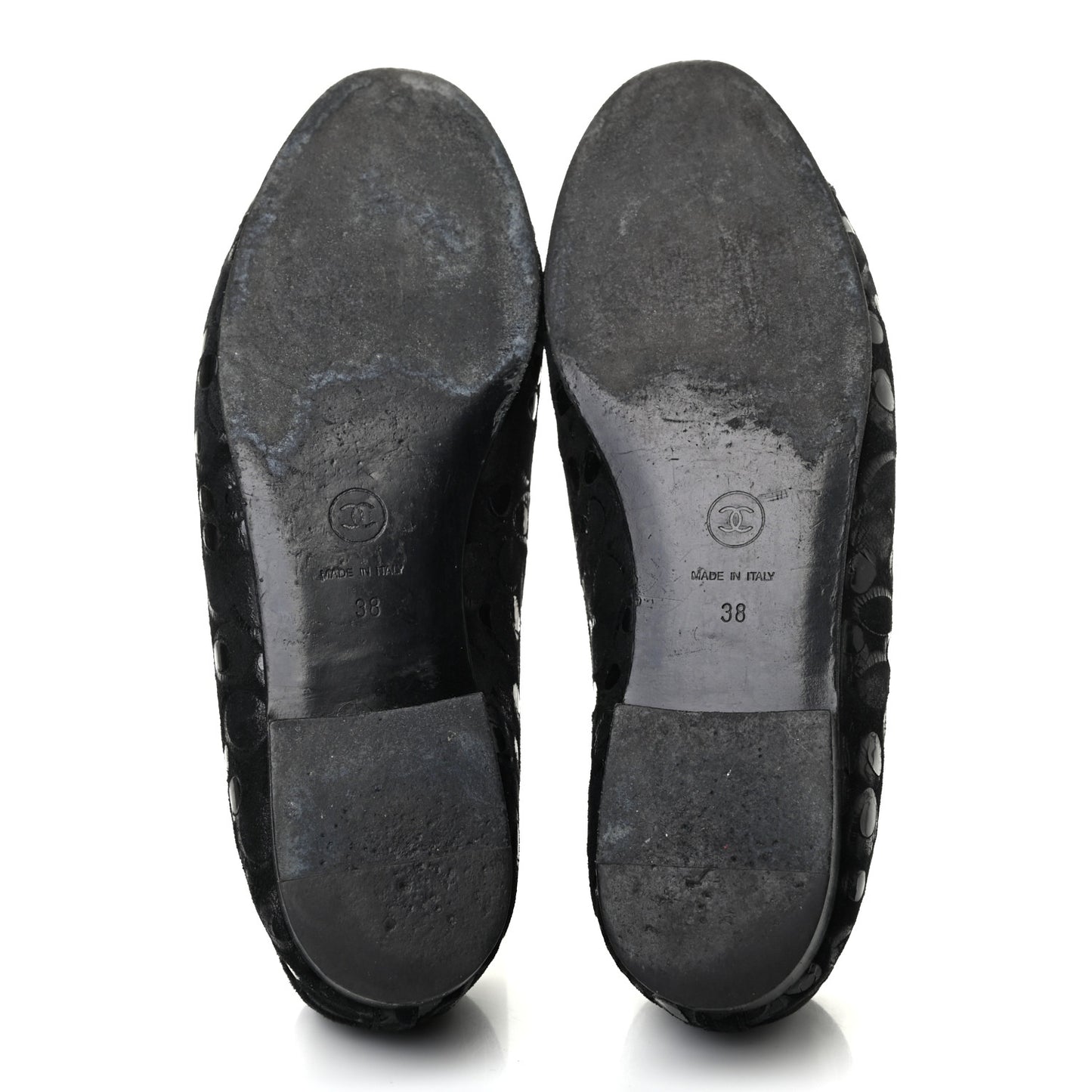 Patent Suede CC Cap Toe Ballerina Flats 38 Black