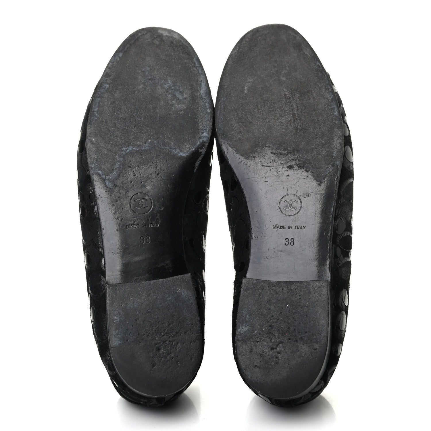 Chanel Patent Suede CC Cap Toe Ballerina Flats 38 Black 4 of 6
