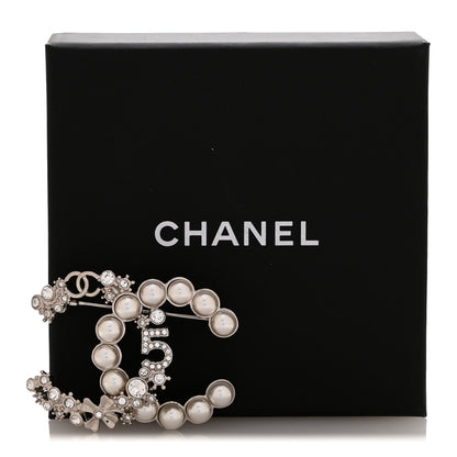 Chanel Crystal Pearl CC Star Coco Flapper Brooch Silver 4 of 4
