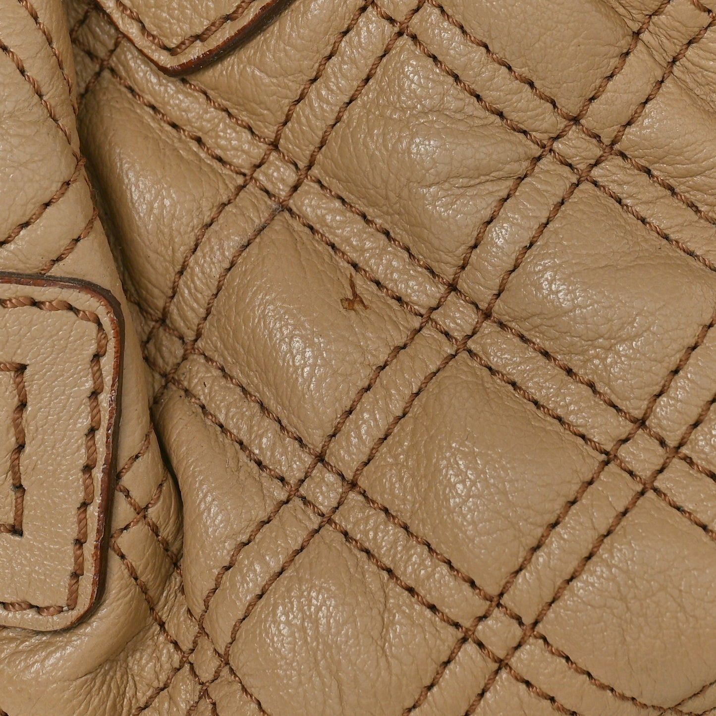 Calfskin Quilted Stam Camel