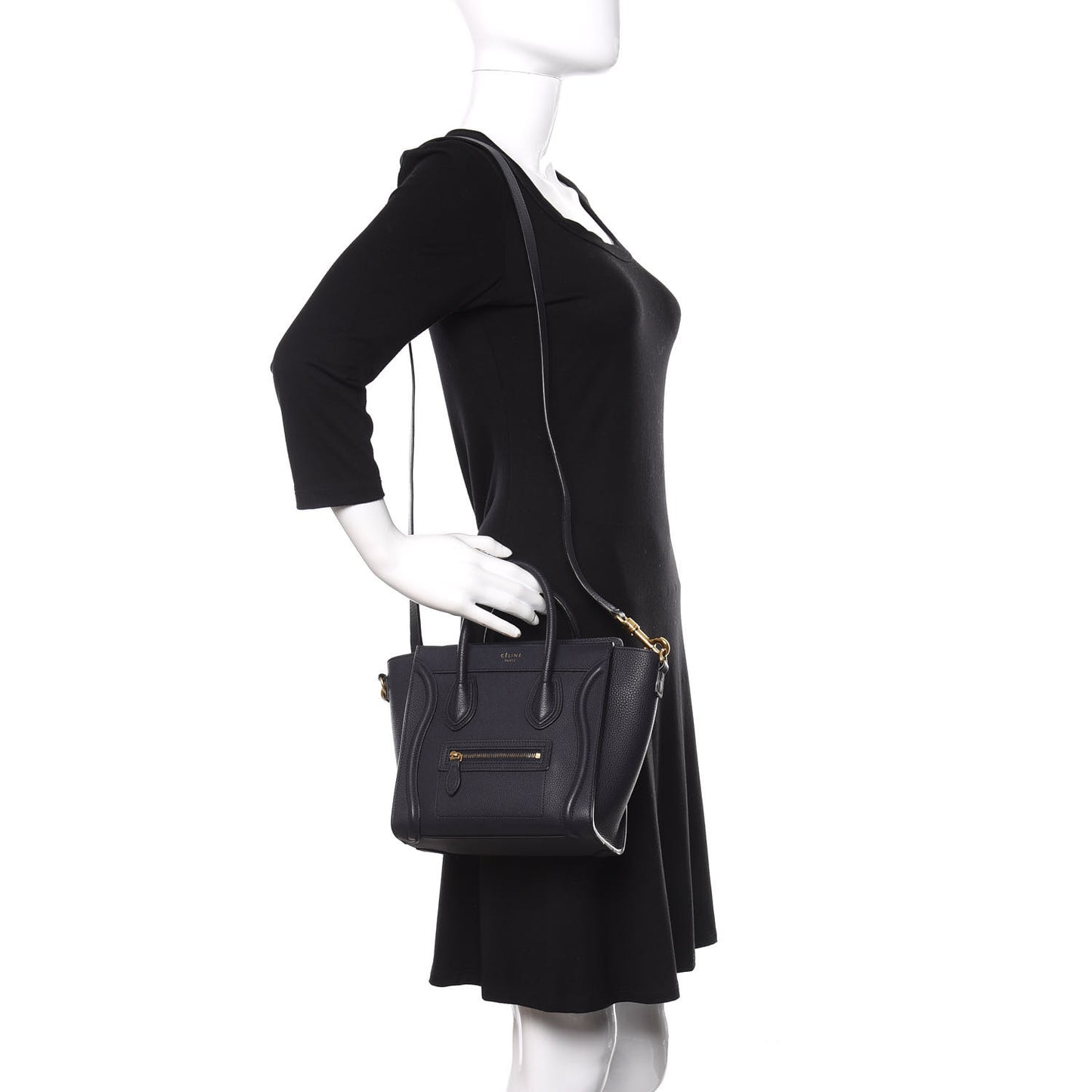 Drummed Calfskin Nano Luggage Navy Blue