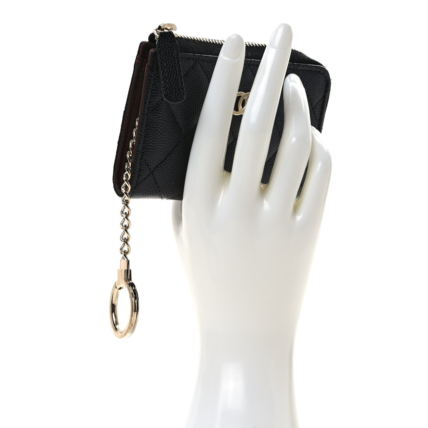 Chanel Caviar Quilted Zipped Key Holder Case Black 2 of 8