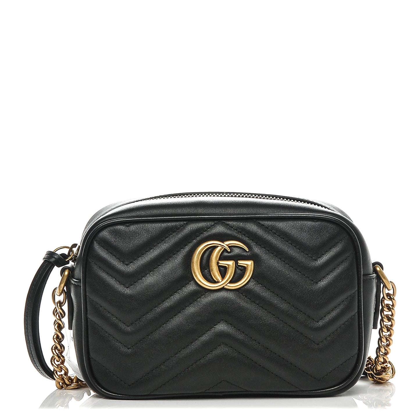 Calfskin Matelasse Mini GG Marmont Chain Shoulder Bag Black