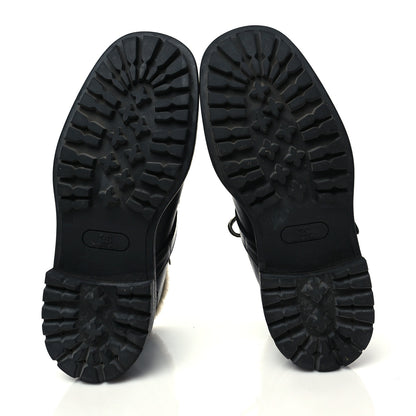 Chanel Shearling Calfskin Lace Up Short Boots 39.5 Black 5 of 6