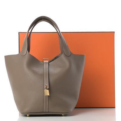 Hermes Taurillon Clemence Picotin Lock 22 MM Etoupe 11 of 11