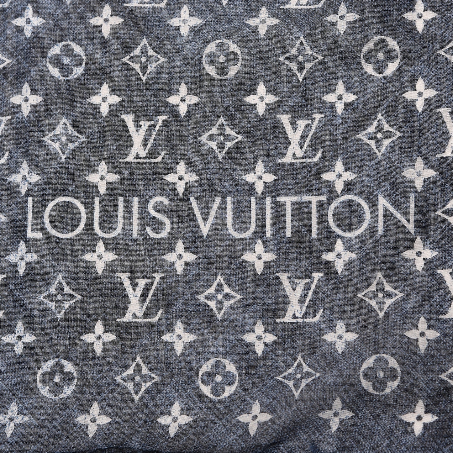 Cotton Monogram Denim Stole Navy