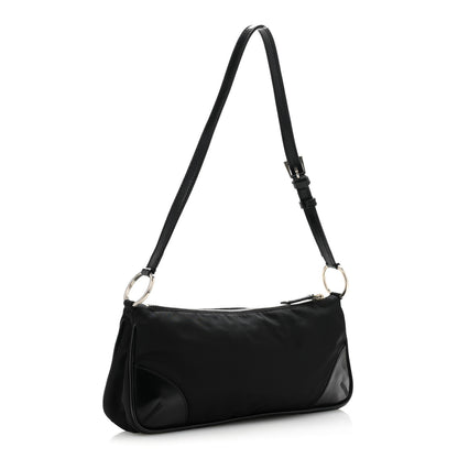 Prada Tessuto Nylon Soft Calf Shoulder Bag Black Black 2 of 13